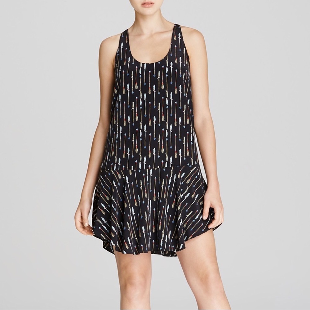 Joie Arianna Arrow Print 100% Silk Mini Dress Size M